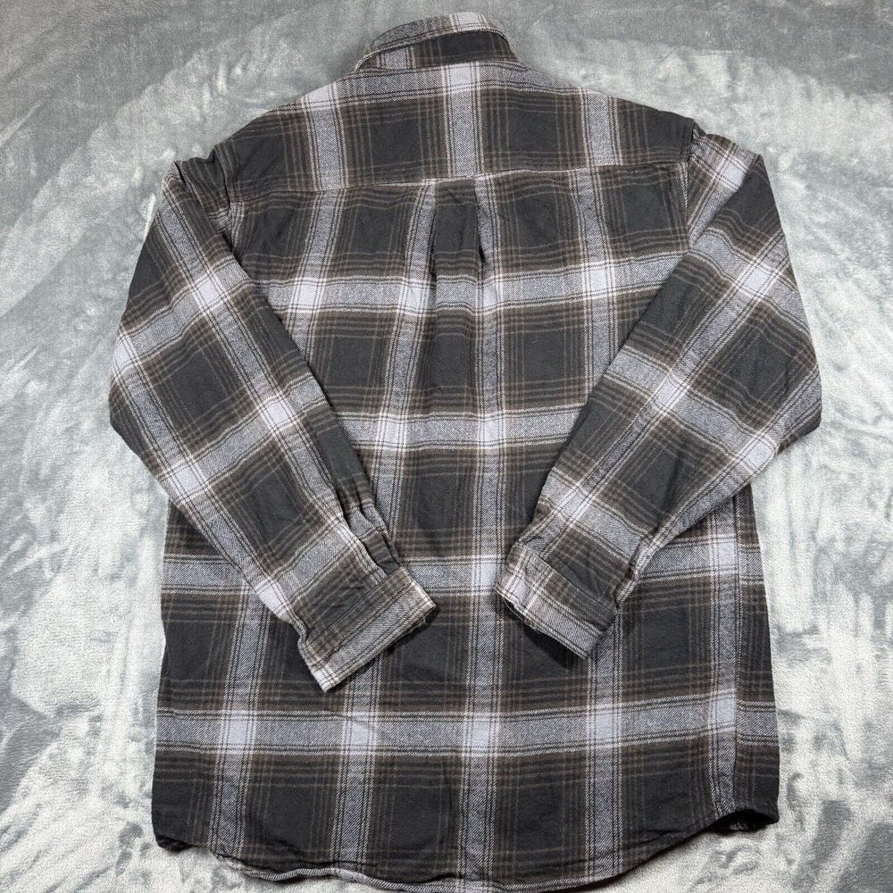 Polar King by Key Men's Flannel Shirt Size LT Gray Snap Button Plaid Work Wear - Picture 2 of 6